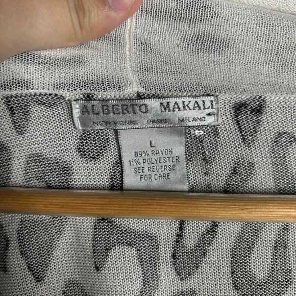 Alberto Makali Open Front Leopard Print Cardigan Black White Size L - Picture 3 of 3